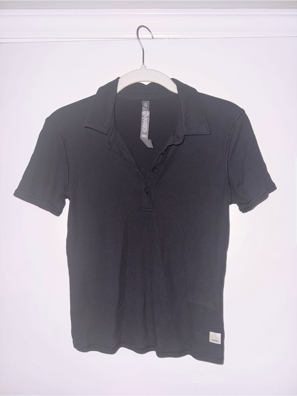 Vuori Women’s Fitted Ribbed Polo Black Size S